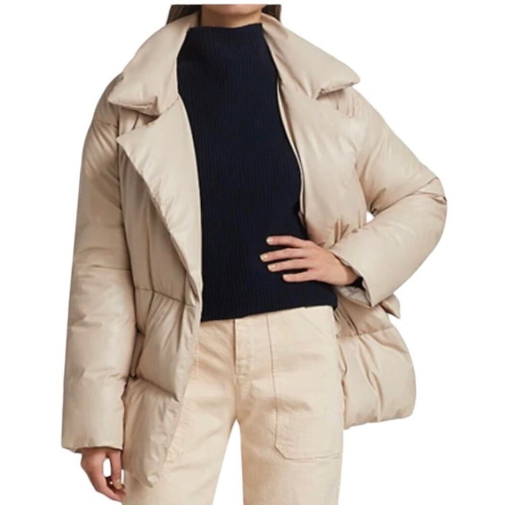 A.L.C. Liam Faux Leather Puffer Jacket in Fog - Large - NWT
